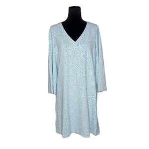 Persifor Printed Shift Mini Dress V Neck Long Sleeve Tie Back Stretch Sz XL USA